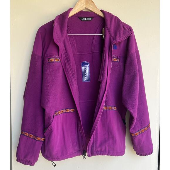 Women's The North Face 92 Rage Retro Fleece Full Zip Jacket Purple Large $120 - Picture 5 of 16